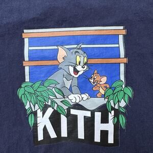KITH Tom & Jerry Shirt Mens Large Dark Navy Blue Graphic Tee Cartoon Streetwear